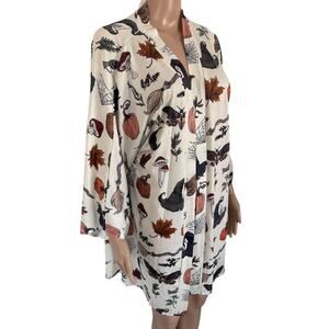 Witchy Halloween Kimono Duster Gothic Earthy Whimsy Boho Moth Pumpkin Mushroom